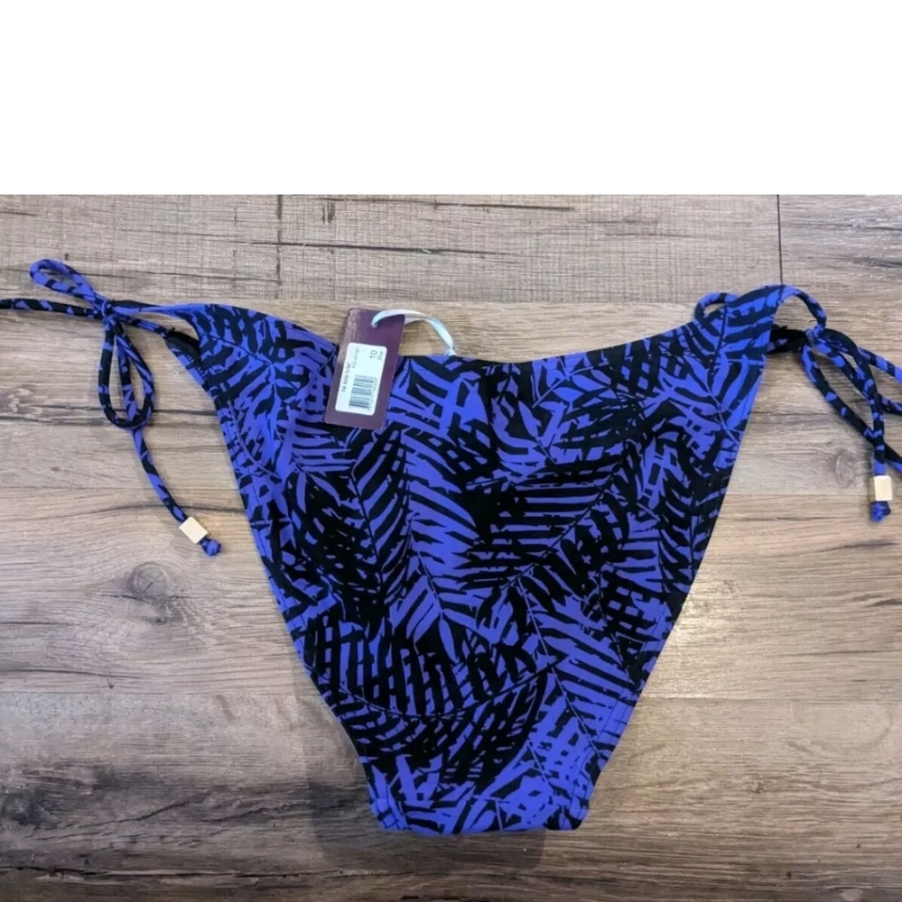 Figleaves Tie Side Classic Swim Brief Bikini Bottoms Size 10 Navy NWT